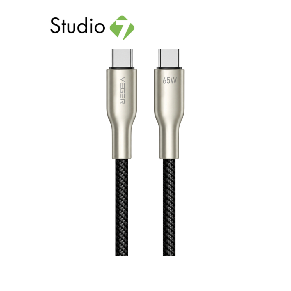 สายชาร์จ VEGER USB-C to USB-C Braided 65W DATA 1.2M Black (VU-CC22) by Studio7