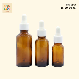 แพค 100 ขวด (พร้อมส่ง) ขวดแก้วดรอปเปอร์สีชา ขวดเซรั่ม Amber bottle dropper 15-30-50 ml