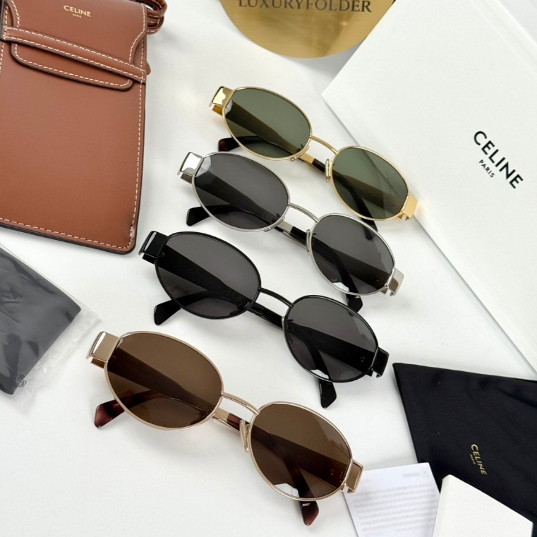 Celine Triomphe Metal 01 Sunglasses แว่นกันแดด เลนส์ดำ เคสรุ่นกระเป๋า ของแท้ CL40235U