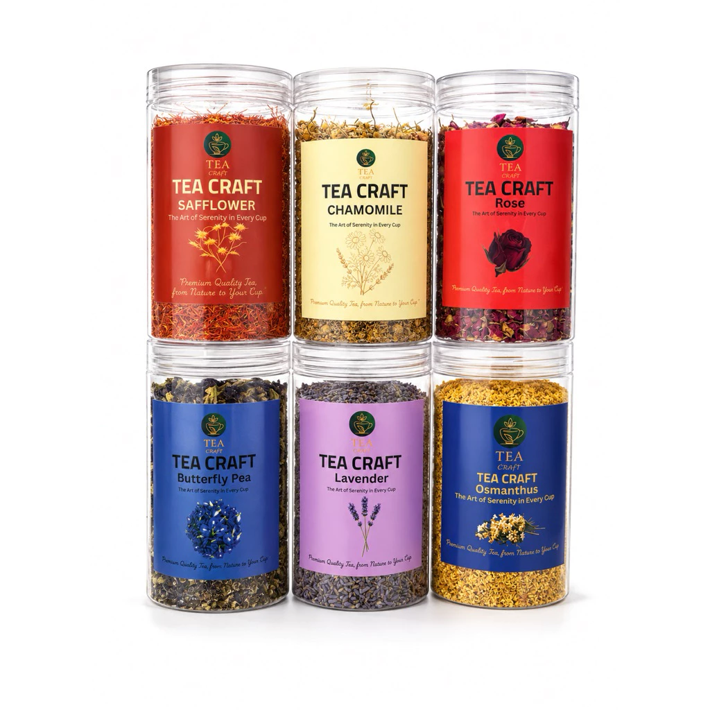 (60,80 กรัม) TEA CRAFT ชาดอกไม้พรีเมียม (กุหลาบ/หอมหมื่นลี้/คาโมมายล์/อัญชัน/ลาเวนเดอร์/คำฝอย) คัดสรรจากธรรมชาติ 100%