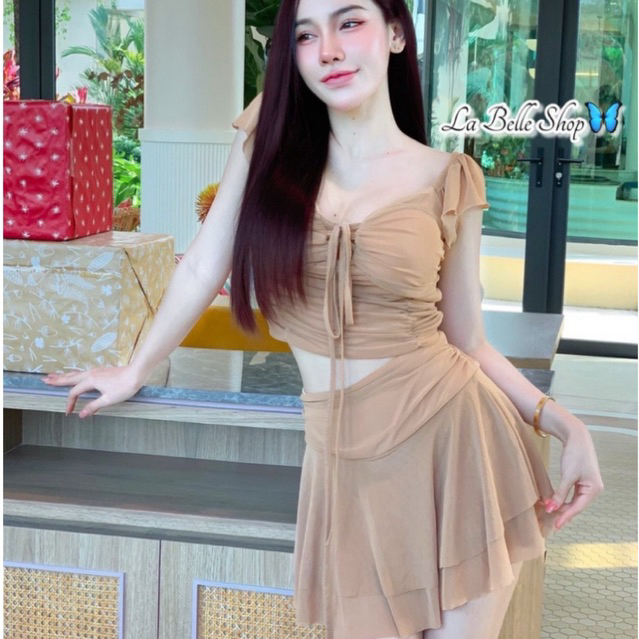 MNV STUDIO กระโปรงผ้าซีทรู   ซับในป็นกางเกง LaBelle