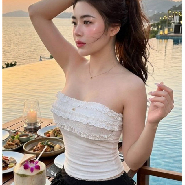 MNV STUDIO สายแช่บมาแล้วค่า เกาะอก ตัวจิ๋วว ผ้าเรย่อน แต่งลูกไม้ แต่งระบายผ้าเรย่อน แต่งอะไหล่