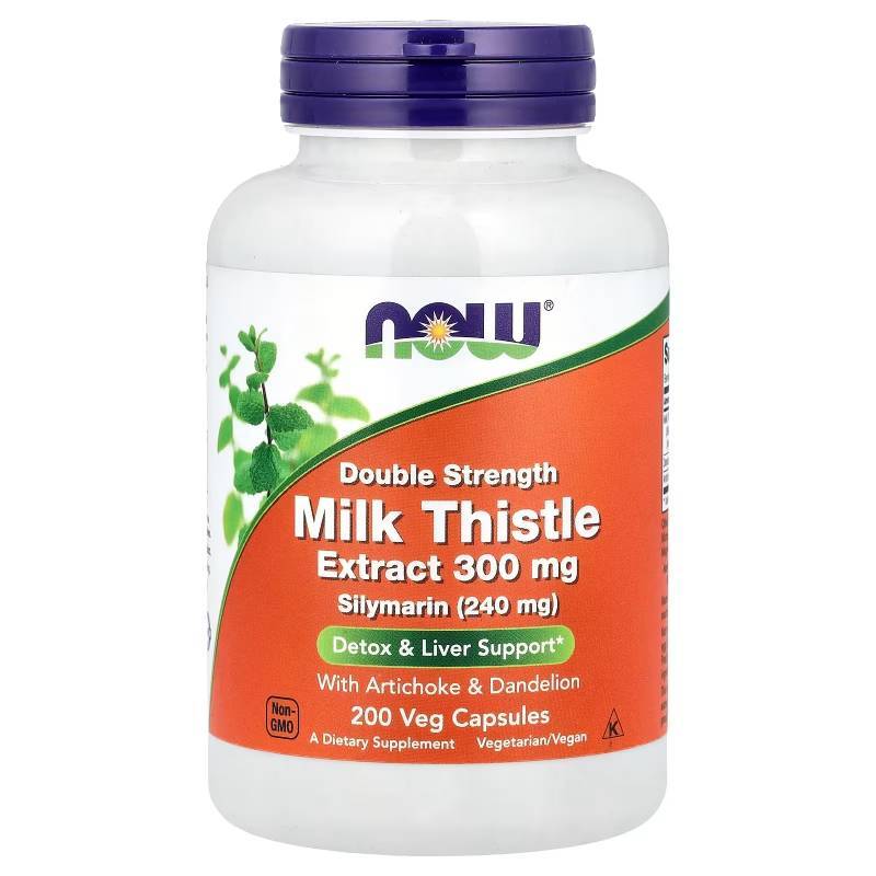 สารสกัดมิลค์ทิสเทิล NOW Foods, Milk Thistle Extract, Double Strength, 300 mg.