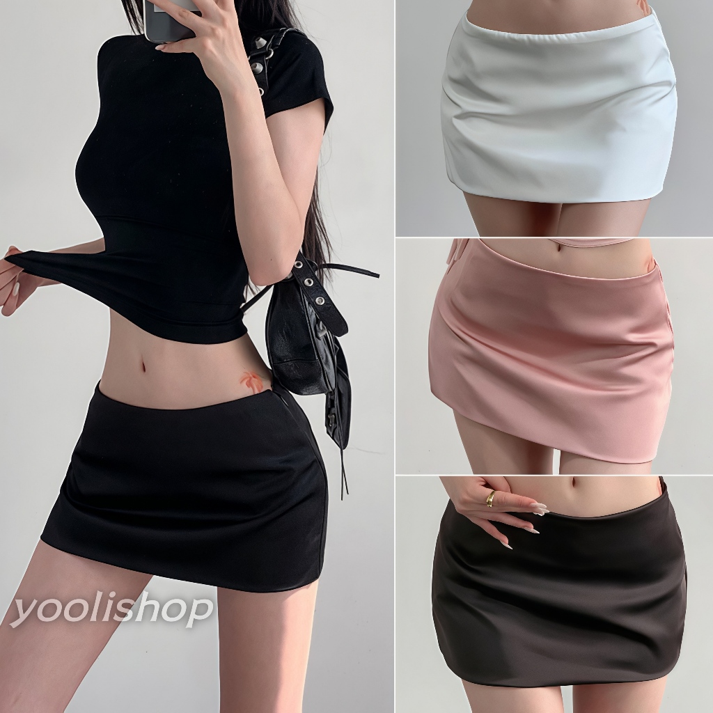กระโปรงสั้นสีพื้น ทรงเอ ผ้าลื่นมีซับใน เรียบหรู ผ้านิ่ม แมทช์ง่าย กระโปรงผู้หญิงแฟชั่น ใส่ทำงาน ใส่เที่ยว‘ FY5152#1
