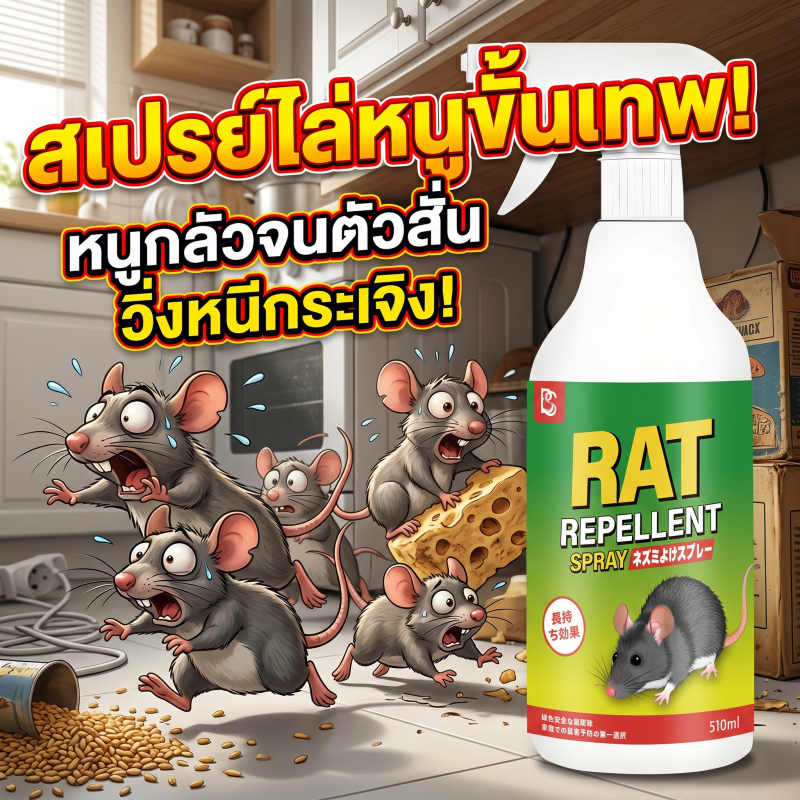 🐀หนูไม่เข้ามาในบ้าน🐀สเปรย์ไล่หนู ไล่หนู ยาไล่หนู ฉีดได้ทั้งบ้าน ป้องกันหนูยาวนาน น้ำยาไล่หนู
