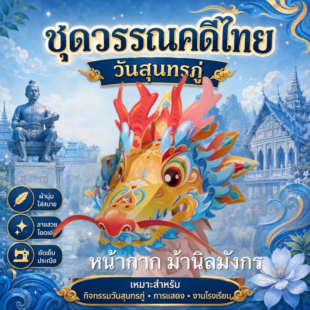 พร้อมส่ง ชุดม้านิลมังกร วรรณคดีไทนี้สุนทรภู่ ชุดเซ็ตตรุษจีน อุปกรณ์สำหรับการแสดงเชิดมังกรอุปกรณ์กระดาษมังกรปีใหม่ตรุษจีน