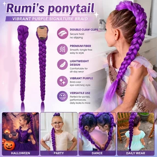 แฮร์พีชหางม้า Rumi สีม่วง 66cm ผมเปียยาว 165g สำหรับเด็ก ผู้ใหญ่ และงานคอสเพลย์ ใช้กับชุดคอสเพลย์