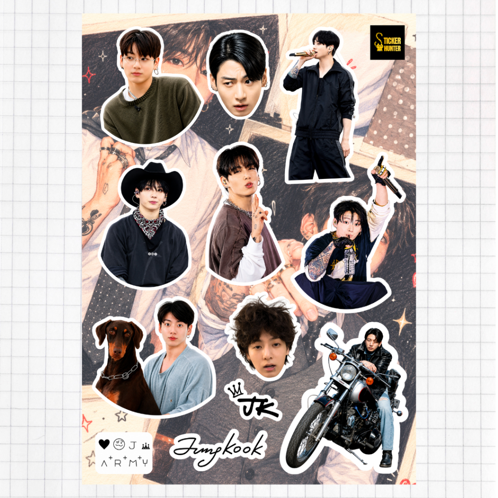 สติ๊กเกอร์ จองกุ๊ก บีทีเอส [Fan Made]_ Sticker JK Jungkook BTS_ขนาดA6 ไดคัท กันน้ำ [รูปจริง]