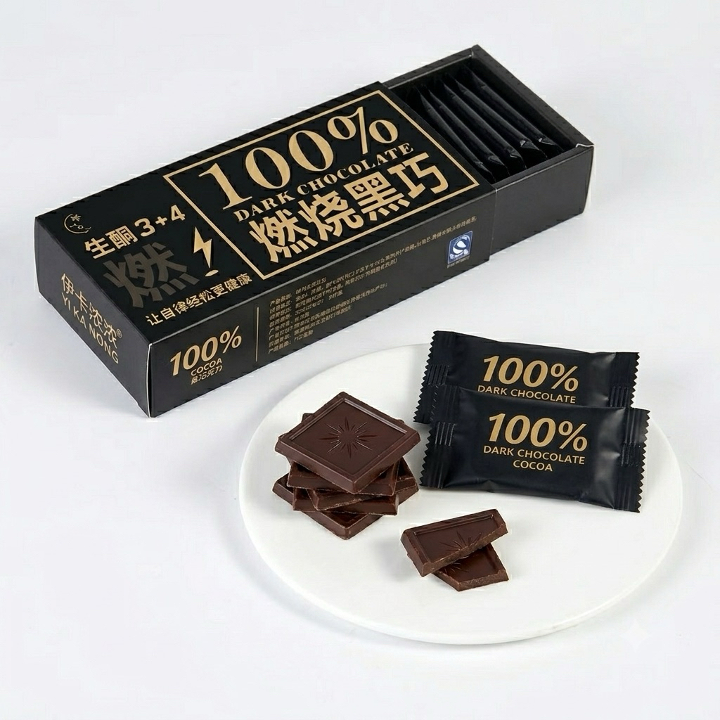 พร้อมส่ง 🍫 ดาร์กช็อกโกแลตแท้ 100% ไม่มีน้ำตาล 1 กล่อง 24 ชิ้น เหลือง