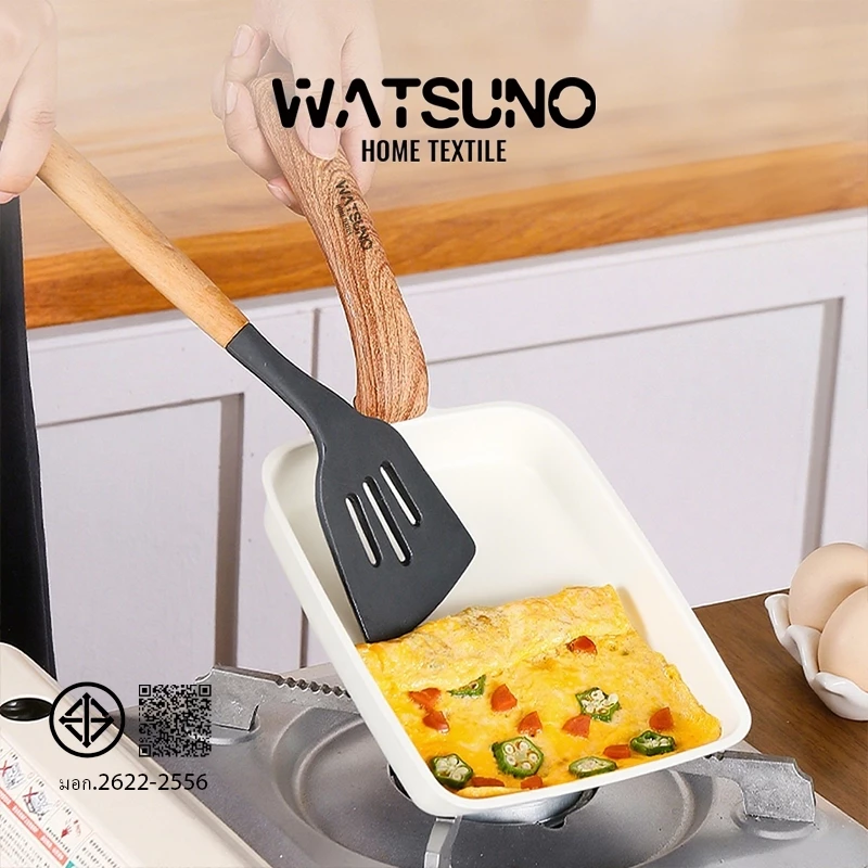 Watsuno.กระทะ กระทะม้วนไข่ กระทะนอนสติ๊กสไตล์ญี่ปุ่น เคลือบหินอ่อน หม้อไฟทามาโกะ ใช้ได้กับเตาทุกประเภท
