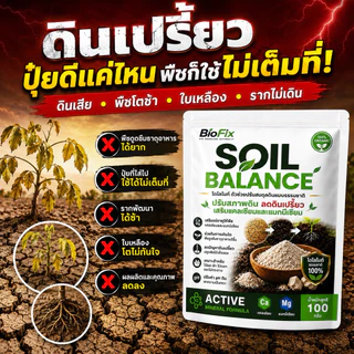 BioFix Soil Balance สารปรับปรุงดิน เติมแร่ธาตุ ปรับ pH ดิน แก้ดินเป็นกรด ปลูกอะไรก็งาม 100 g. โดโลไมท์