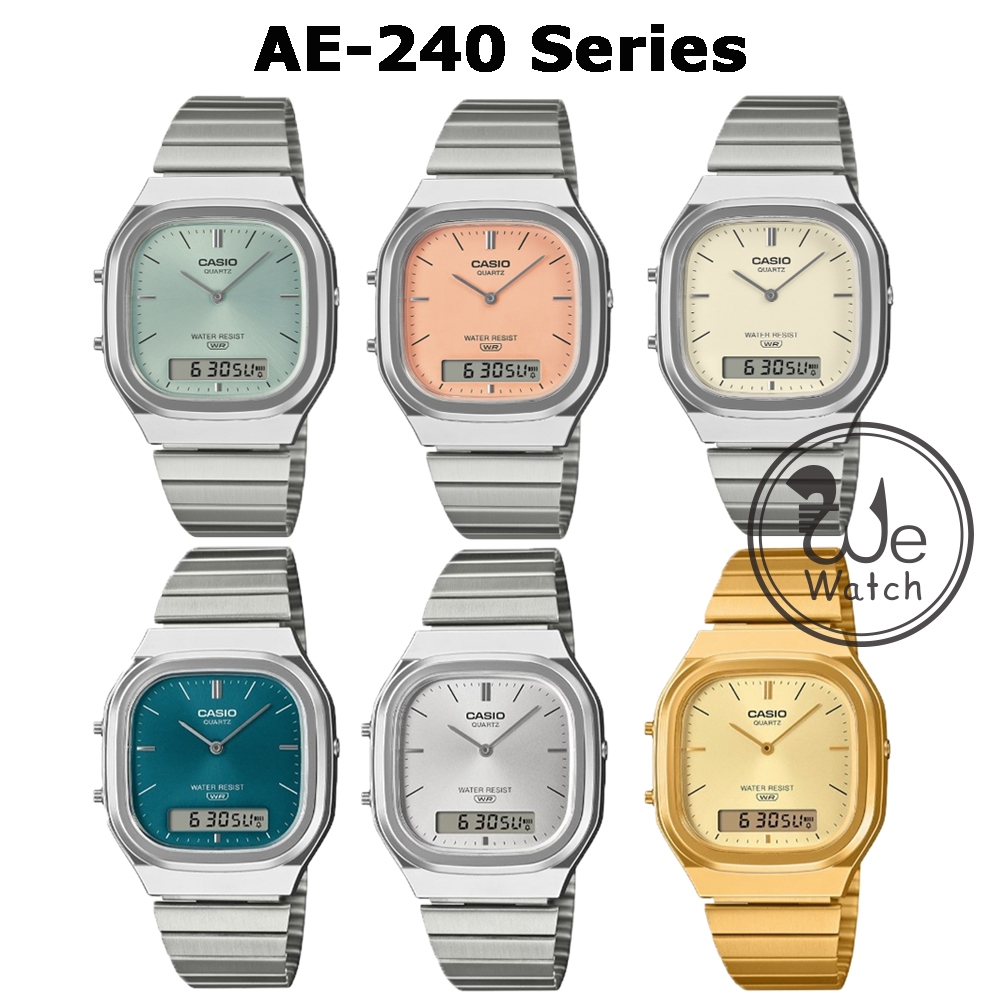 !!ประกัน1ปีและกล่อง CMG!! CASIO รุ่น AQ-240 นาฬิกาข้อมือ สไตล์เรโทร ใส่ได้ทั้งชายและหญิง AQ240