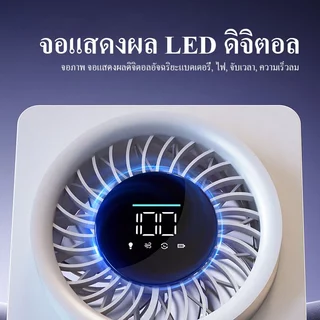 Dual-purpose fan for desktop placement and wall mounting, powerful silent brushless motor, 5 adjustable wind speeds, fol