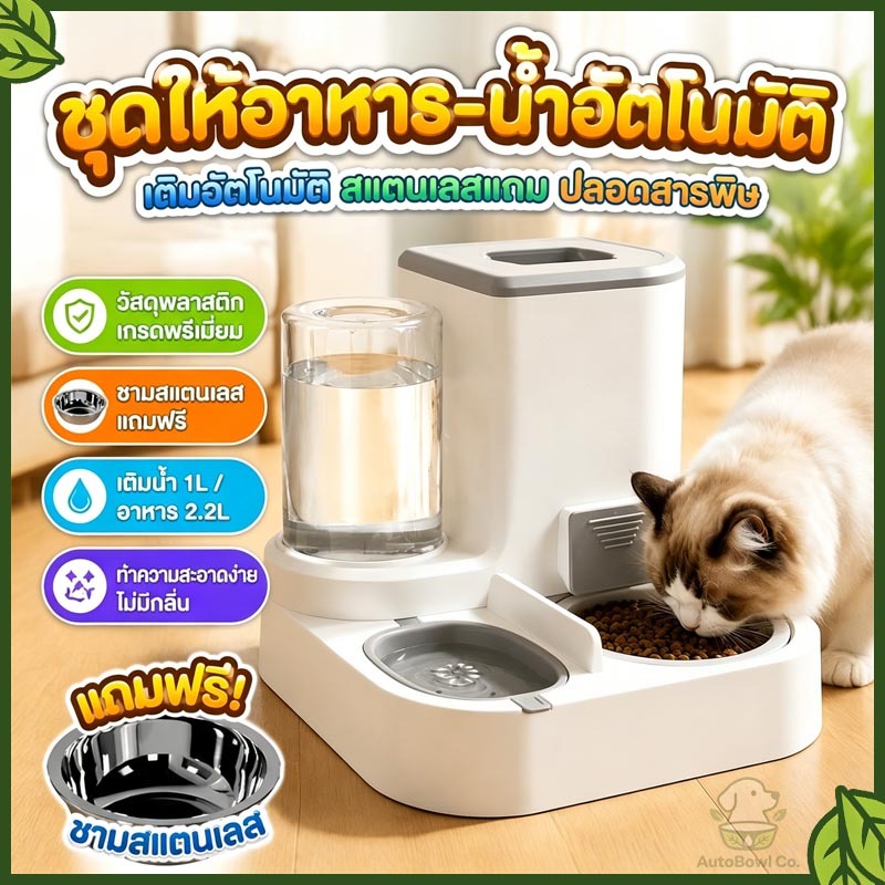 2IN1 พร้อมชามสแตนเลส เครื่องให้อาหารสัตว์เลี้ยง เครื่องให้อาหารสัตว์เลี้ยง เครื่องให้อาหารอัตโนมัติคุณภาพสูง