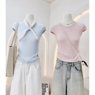 WA YA เสื้อยืดแขนเต่อ ปักโบว์หน้า