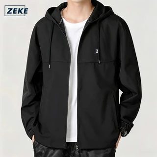 ZEKE C0047 แจ็คเก็ตมีฮู้ดกันน้ำสองสี กระเป๋าแบบกันลม แจ็คเก็ตบอมเบอร์อเนกประสงค์สำหรับใส่ลำลองและดูดีมีสไตล์