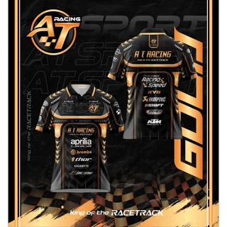เสื้อพิมพ์ลาย A T SPORT รุ่น A T Racing.V2.(คอปก) ผ้าไมโครหน้าเรียบ ใส่ออกกำลังกาย ใส่ทำกิจกรรมทุกรูปแบบ ใส่เที่ยว