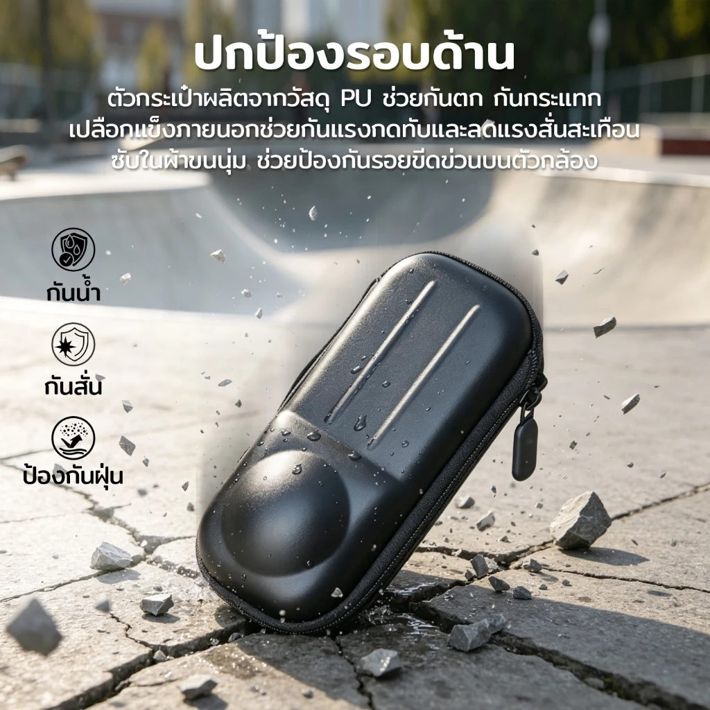 กระเป๋าเก็บกล้อง Insta360 X5/X4/X4 Air ใส่กรอบโลหะได้ เคสแข็ง PU กันกระแทก ซับในนุ่ม ปกป้องเลนส์ พกพา อุปกรณ์เสริม Vlog thumbnail 7
