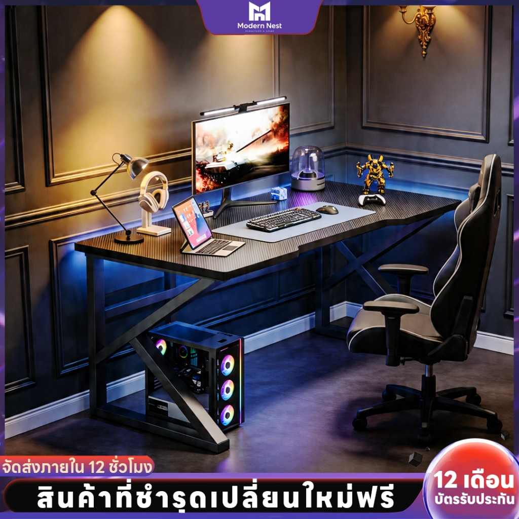 โต๊ะหนังสือ 140/120/100cm โต๊ะไม้ สำหรับบ้านและสำนักงาน โต๊ะทํางาน Gamingtable ง่ายต่อการติดตั้ง