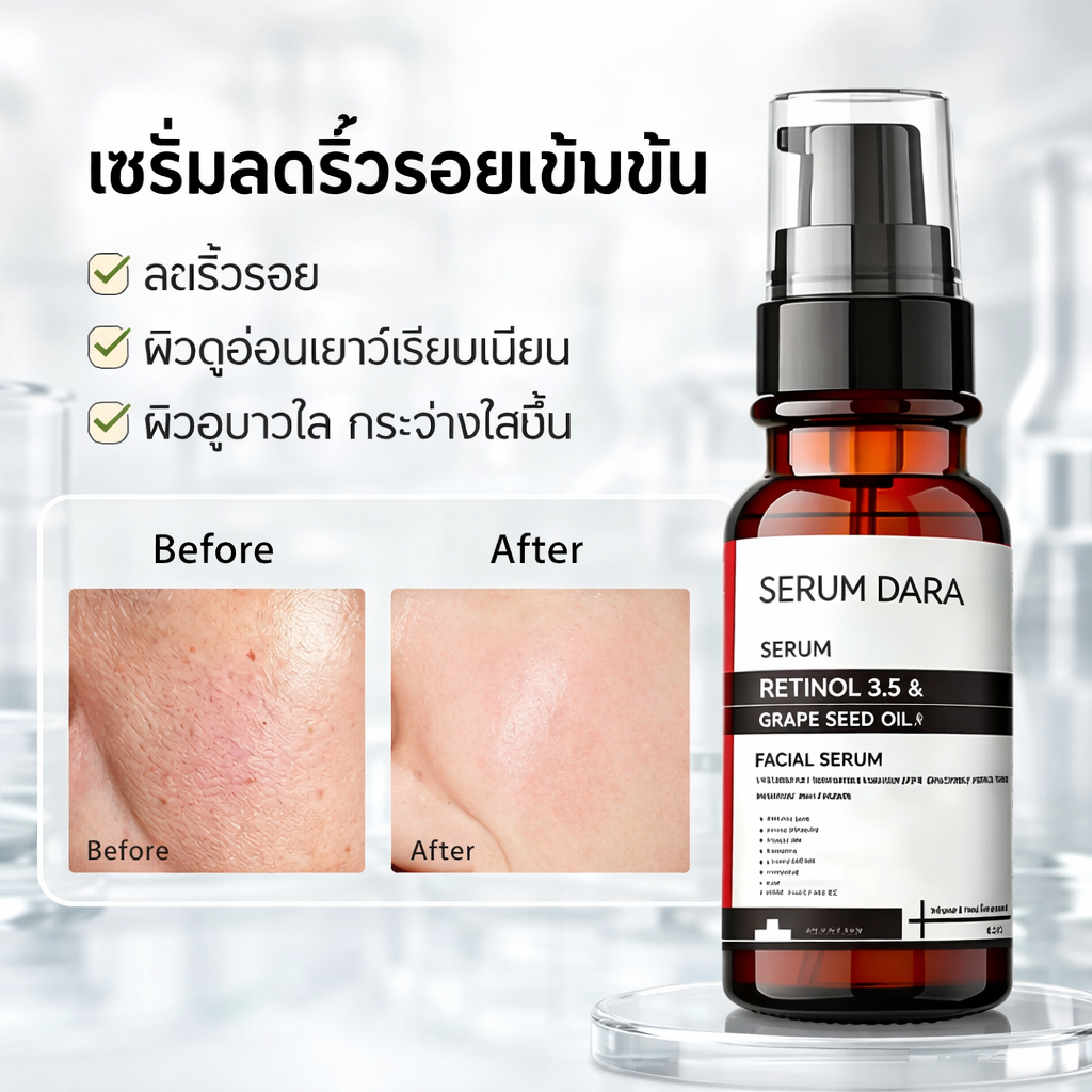 【น้ำมันเอสเซ้นส์เรตินอล】เซรั่มบำรุงผิวหน้า เรตินอล แอนด์ เกรป ซีดออยล์ ดารา เซรั่ม 120 ml