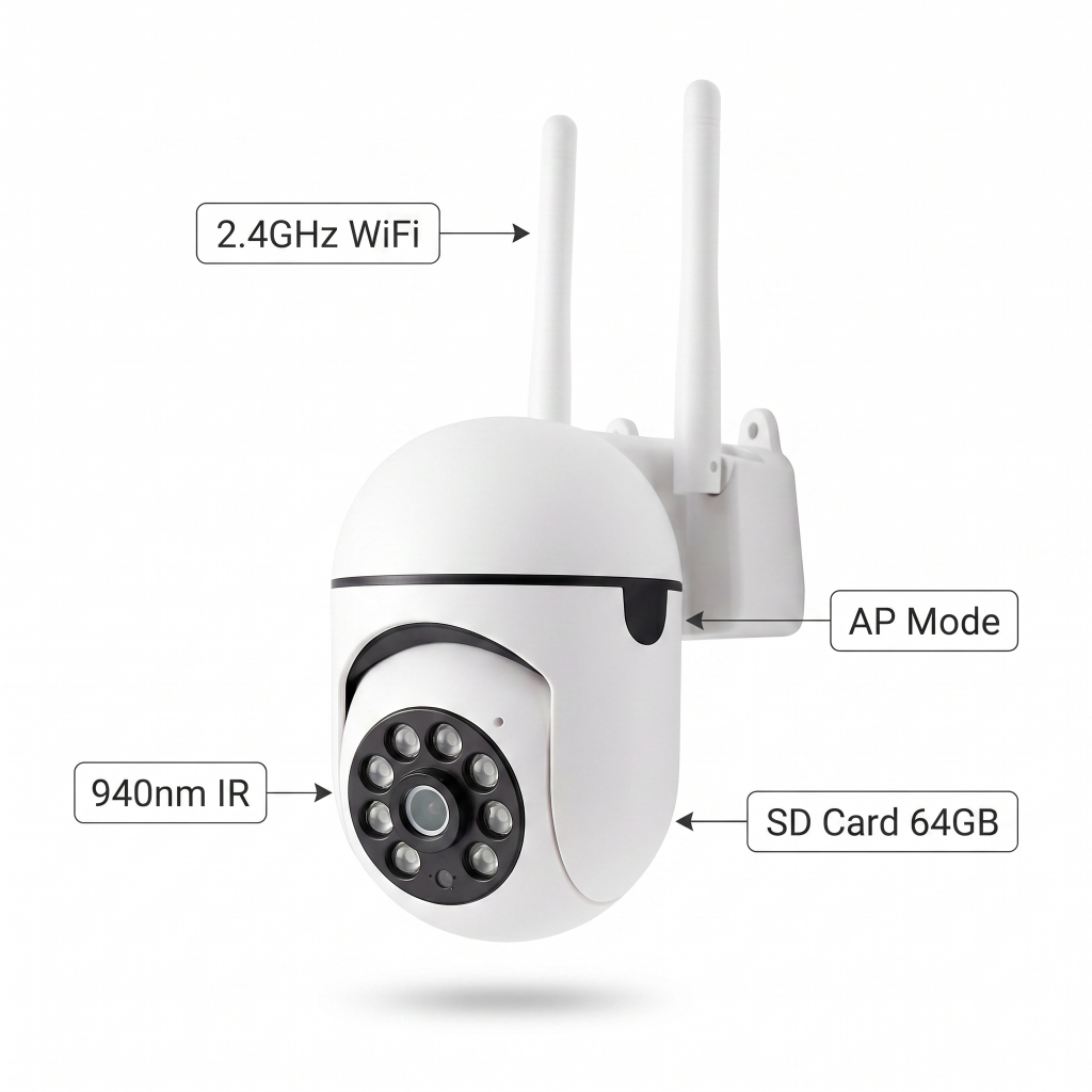 Q9 Indoor WiFi PTZ Camera with Night Vision, hidden camera for Home, small camera with App Remote Vi
