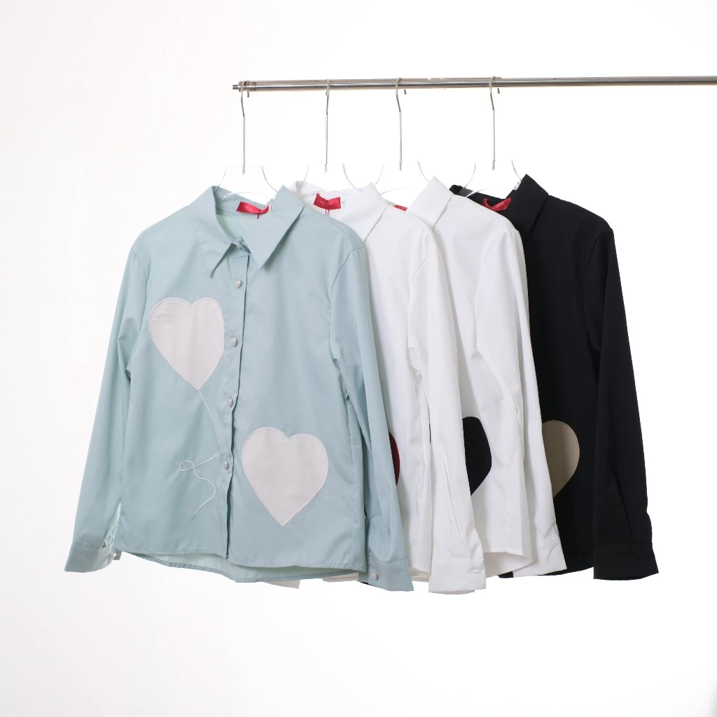 Lawyer Store [ 924955 ] เสื้อเชิ้ตแขนยาว รูปหัวใจ งานเชิ้ต กระดุมใช้งานได้จริง คอปกทรงคลาสสิกช่วยให้ดูสุภาพ ใส่ทำงาน