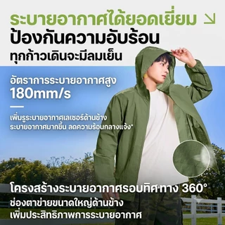 HAICOO เสื้อกันแดด UPF100+ มีรูระบายอากาศ ผ้าเย็นสบาย มีฮู้ด ไซซ์ใหญ่ M-4XL