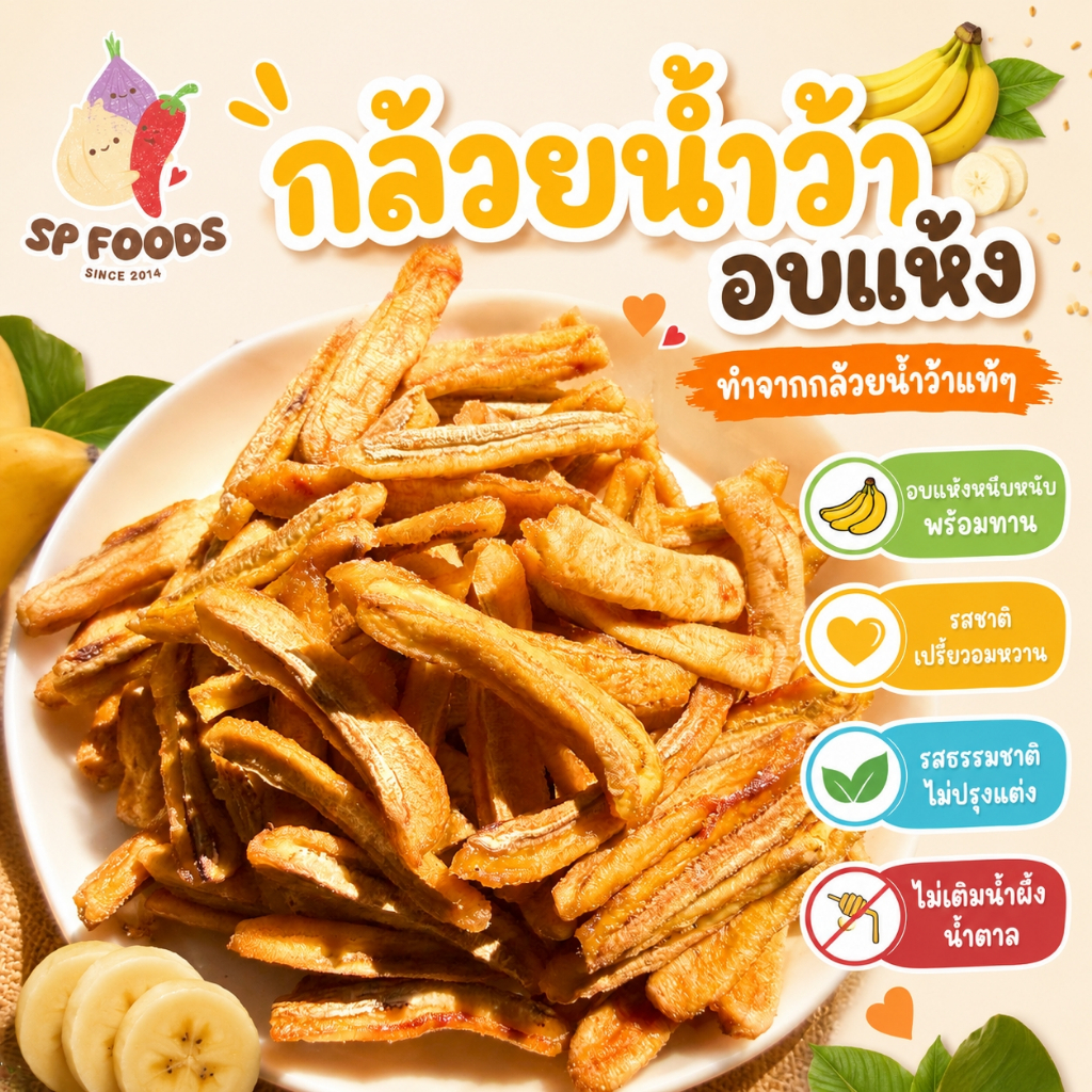 กล้วยอบแห้งหนึบหนับ 🍌  💛  กล้วยน้ำว้าอบแห้ง กล้วยเส้น ผลไม้อบแห้ง กล้วยหนึบ กล้วยสติ๊ก