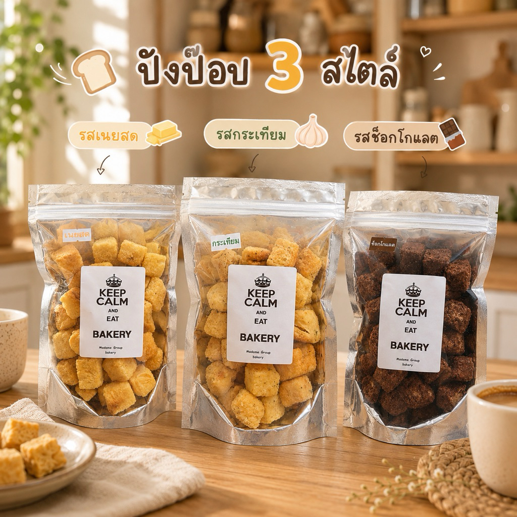 ปังป๊อป ขนมปังกรอบ น้ำหนัก 80 กรัม 🙏 ขั้นต่ำ 2 ห่อ คละได้ทั้งร้าน