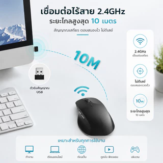 Rapoo M50 PLUS เมาส์ไร้สาย Wireless Mouse 2.4GHz ปรับ DPI ได้ 4 ระดับ จับสบาย ใช้งานได้ยาวนาน