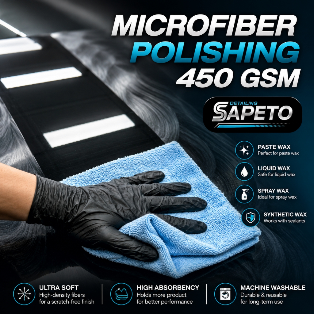 ผ้าสำหรับเช็ดแว็กซ์-น้ำยา 450 gsm ขนยาว–ขนสั้น ไร้ขอบ สำหรับการขัดเงา เคลือบสี