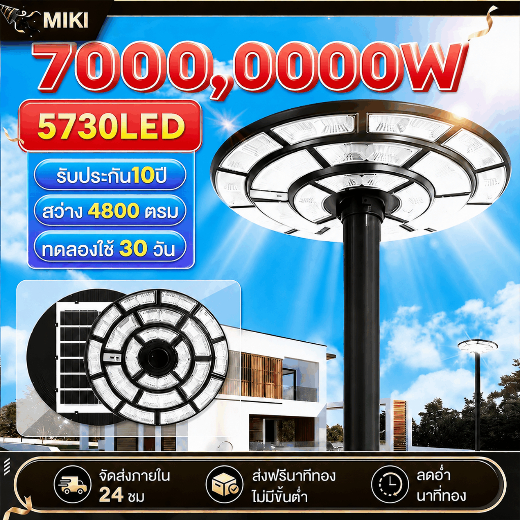 💕ซื้อ1แถม1💕ไฟโซล่าเซลล์ UFO ไฟถนนยูเอฟโอ ไฟทรงกลม LED Solar Light พลังงานแสงอาทิตย์ นอกบ้านไฟสนาม IP69 กันน้ำป้องกัน