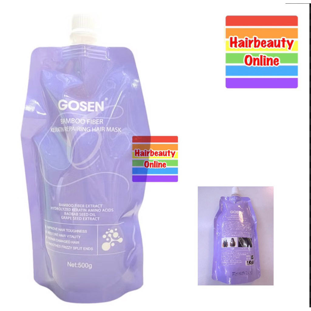 ถุงม่วง #GOSEN โกเซ็น เคราติน รีแพร์ริ่ง แฮร์ มาส์ก Bamboo Fiber Keratin Repairing Hair Mask 500 ml.