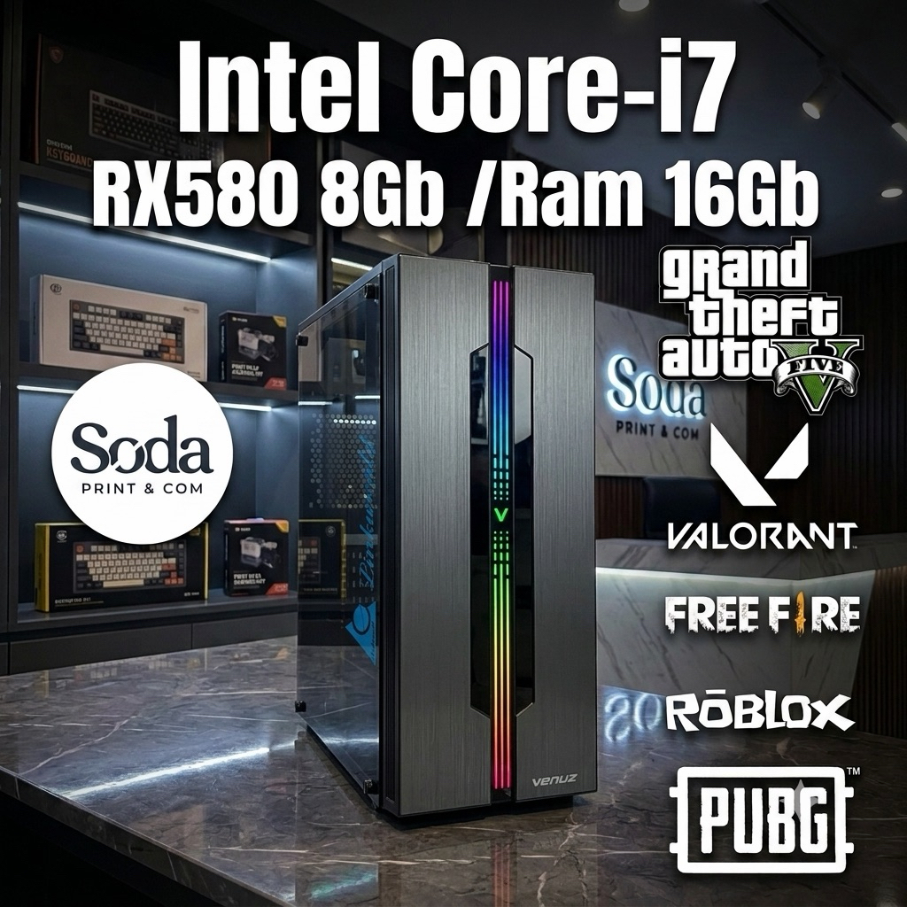 คอมพิวเตอร์ Core-i7 /Rx580 8Gb /Ram 16Gb เล่นเกมส์ ทำงาน สินค้าพร้อมจัดส่ง