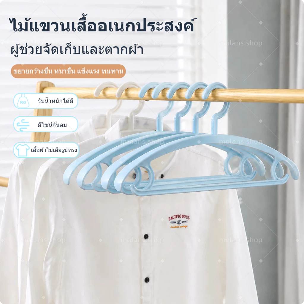 ไม้แขวนเสื้อไหล่กว้าง กันลื่น ไม่ทิ้งรอยไหล่ หนาพิเศษ แข็งแรงทนทาน สำหรับเสื้อผ้าและสูท