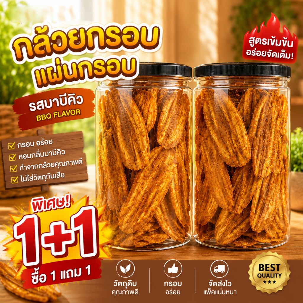 กล้วยบาร์บีคิว กระป๋อง (โปรซื้อ1แถม1) กล้วยฉาบปาปริก้า กล้วยแผ่นอบกรอบ กรอบ อร่อย เคี้ยวเพลิน ใส่กล่องสวยงาม