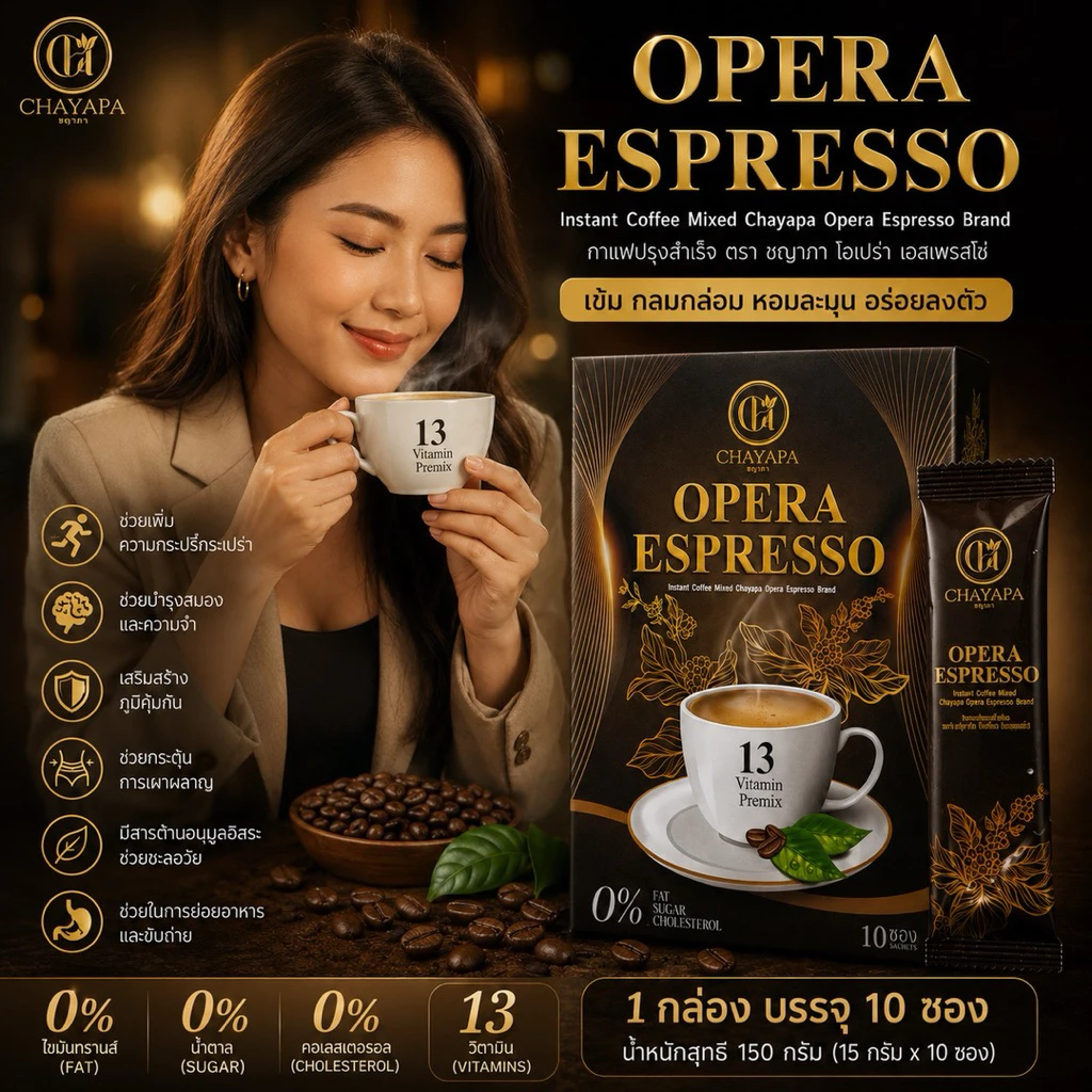 กาแฟ ชญาภาโอเปร่า เอสเพรสโซ 10 ซอง ( 1 กล่อง) thumbnail 3