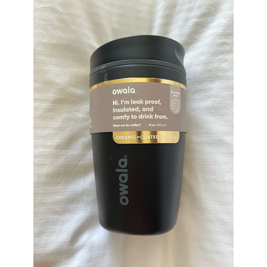 (ของแท้ 💯%) พร้อมส่ง!! Owala SmoothSip Slider ด้านในเป็น ceramic ขนาด 12 oz. สี Very, Very Dark 🖤🖤