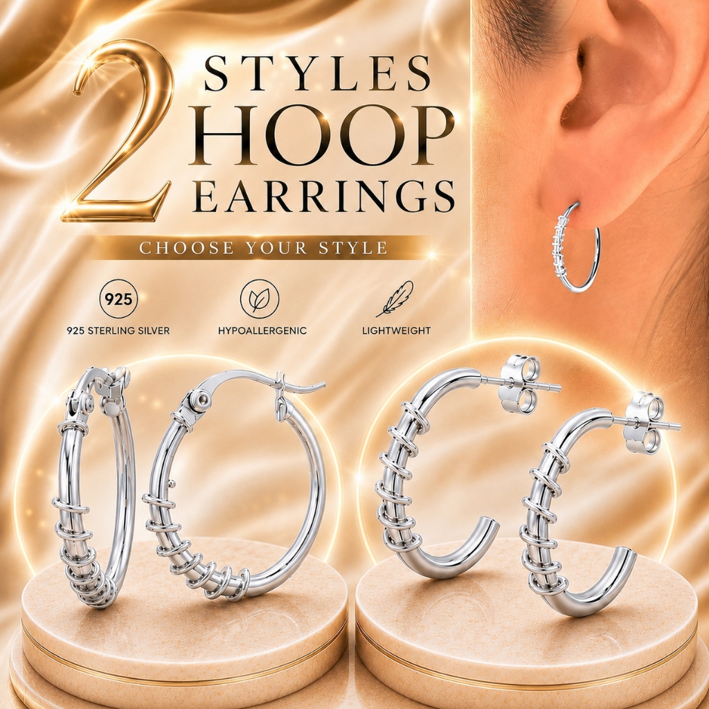 ต่างหูเงินแท้ 925 ห่วงครึ่งวง ต่างหูห่วงเล็ก Hoop Earrings มี 2 แบบ ขนาด 15-25 mm ต่างหูผู้หญิง มินิมอล ใส่ได้ทุกวัน