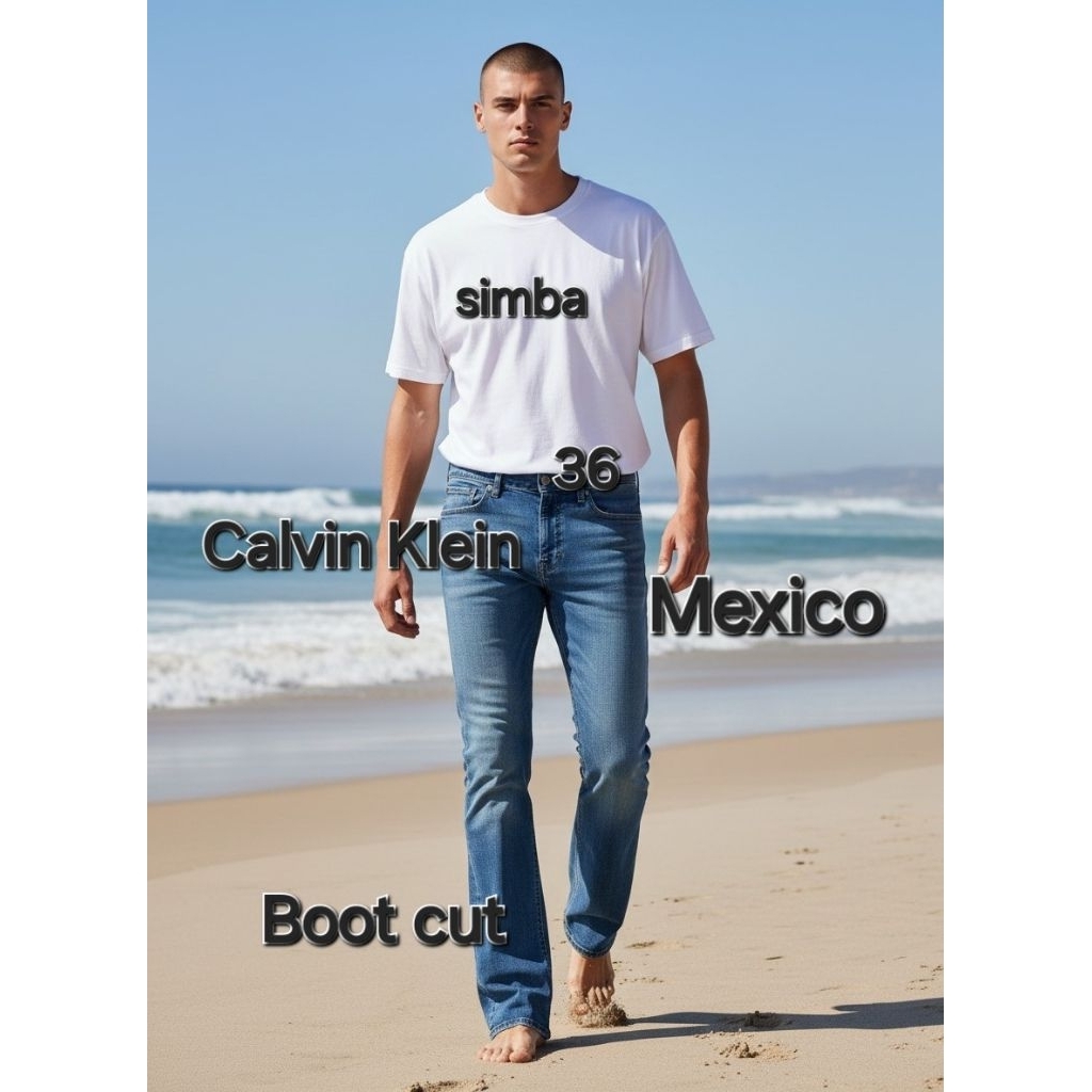 Calvin kleinชายเอว36"ทรงขาม้าBoot cutสีฟอกสภาพดี