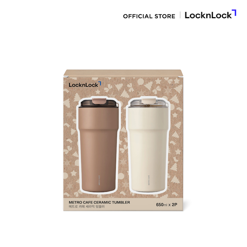 LocknLock เซตแก้วเก็บอุณหภูมิ 2 ชิ้น Metro cafe ceramic tumbler set รุ่น LHC4359S2-CNT