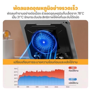 ที่วางแล็ปท็อป/ที่วางโต๊ะแบนพร้อมพัดลมระบายความร้อนเพลาคู่ 360 °หมุนได้พับอลูมิเนียมอัลลอยด์ป้องกันการลื่นไถลเกมสนับสนุน