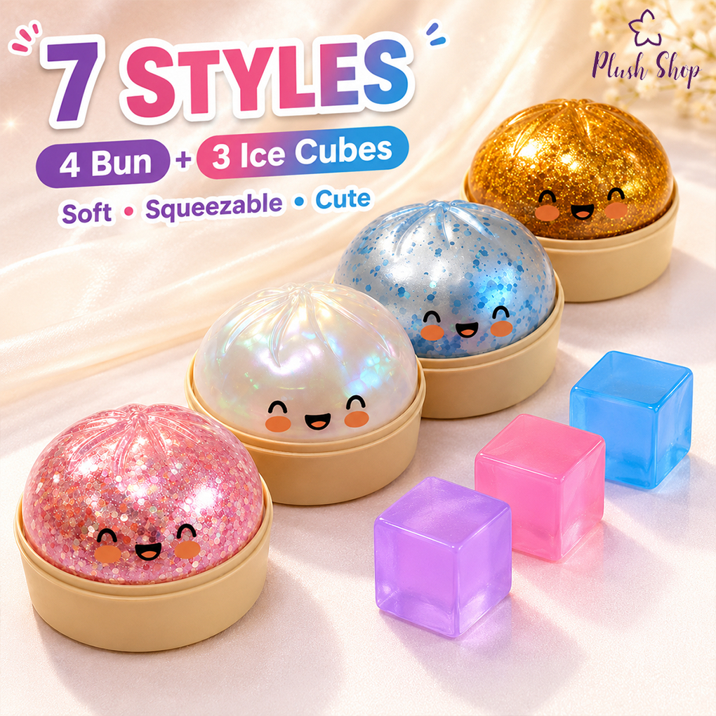 สกุชชี่ซาลาเปากลิตเตอร์วิบวับ แบบสุ่มสี 1 ชิ้น ของเล่นนุ่มนิ่ม บีบเพลิน คลายเครียด พร้อมส่ง