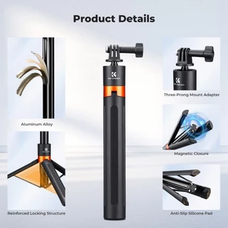 K&F CONCEPT ไม้เซลฟี่ 1.42m tripod Auto-Open&Close for GoPro/Insta360 X5 Ace Pro/DJI OSMO Action