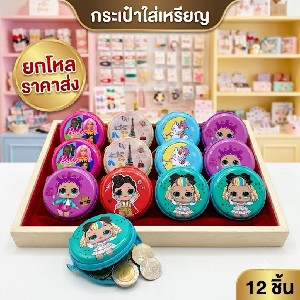 🌷ยกโหล🌷 กระเป๋าขนาด 10 เซน (มีหลายลาย) ราคาส่ง B034