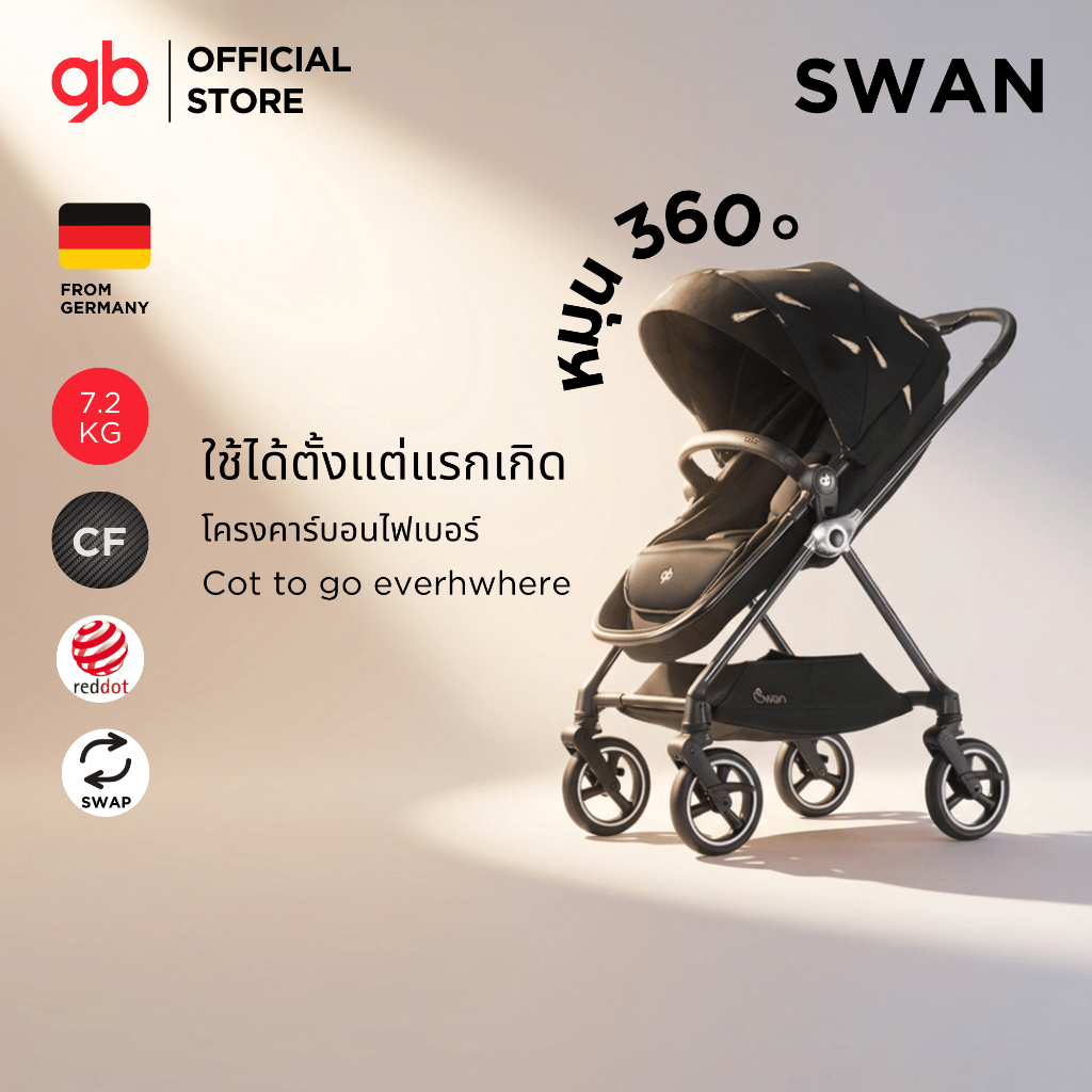 GB รถเข็นเด็ก SWAN - สี BLACK GOLD