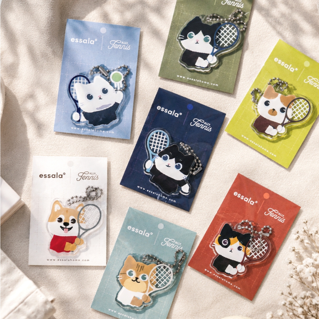 Essala Anka Tennis Keychain | พวงกุญแจลายน้องแมวเทนนิส