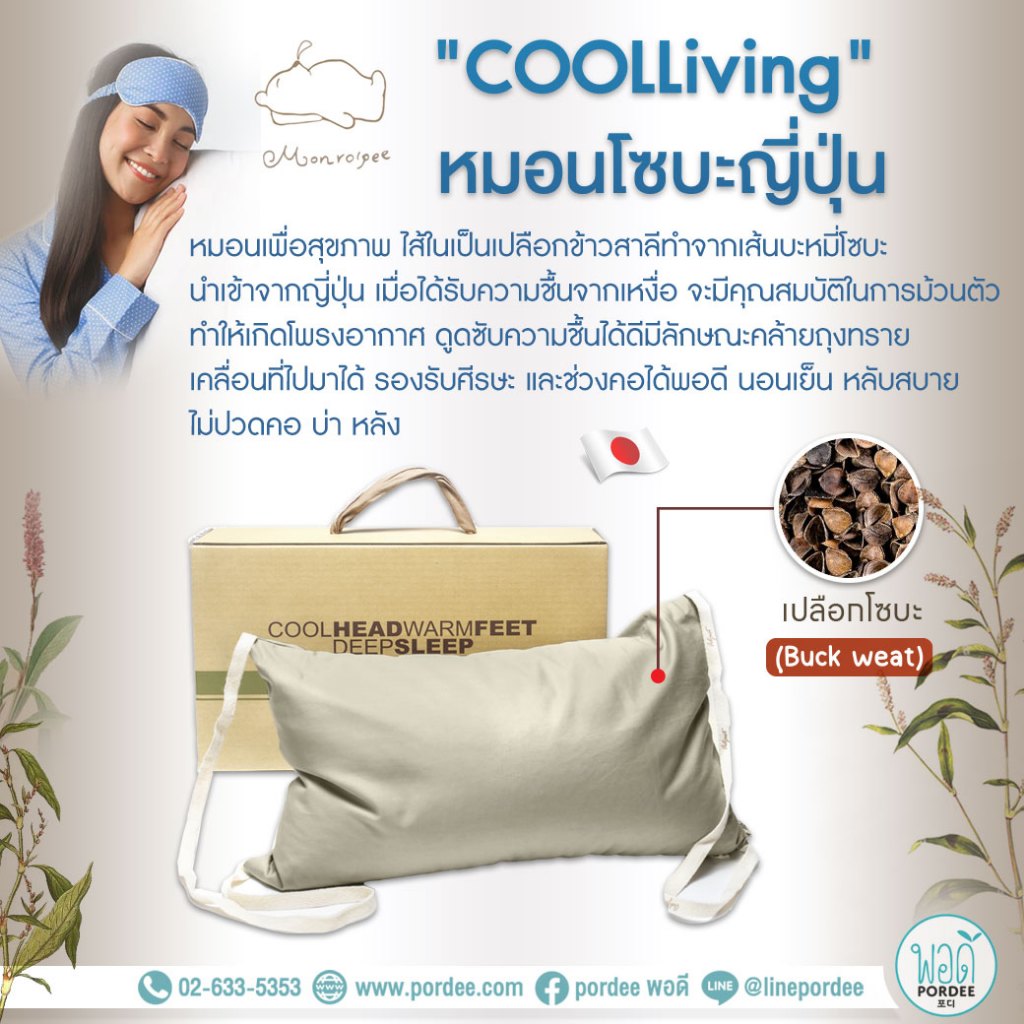 Coolliving โปรพิเศษ หมอนโซบะญี่ปุ่น หายปวดคอปวดหลัง ลดกรน ระบายอากาศได้ดี