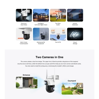 Vstarcam Smart Camera QC16Q2 2กล้องดูพร้อมกันได้ กล้องวงจรปิด wifi 2MP+2MP ฟรีคลาวด์ แอพไม่มีโฆษณา