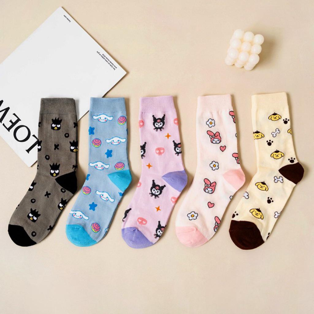 !!!พร้อมส่ง!!! ถุงเท้าผ้าฝ้าย ลายการ์ตูน sario สำหรับผู้หญิงและผู้ชาย ใส่สบาย นุ่ม ถุงเท้าเกรดดี ลายลิขสิทธิ์